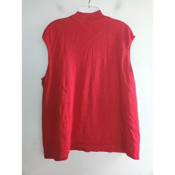 Coldwater Creek Women Red Silk/Cotton Blend Sleeveless Mock Neck Sweater size 1X - Picture 5 of 7